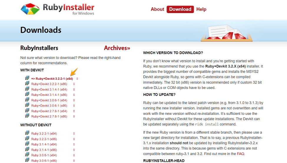 Ruby installer download
