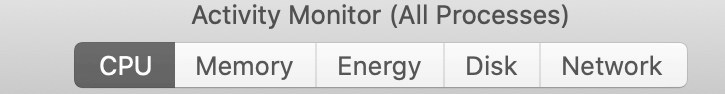 CPU option in Activity Monitor (All Processes).