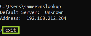 exiting nslookup
