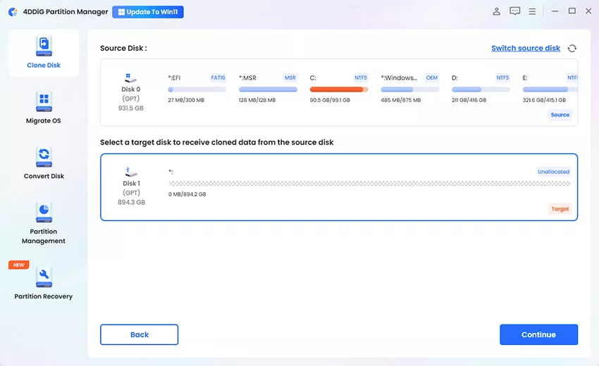 4DDiG Partition Manager upload window