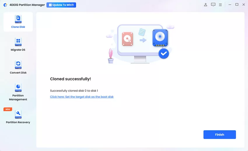 Cloning Successful window