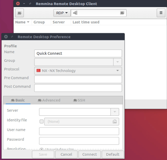 Image showing launching Remmina on Ubuntu.