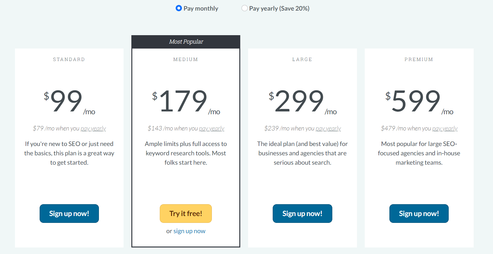 Image showing the pricing plans of MozPro