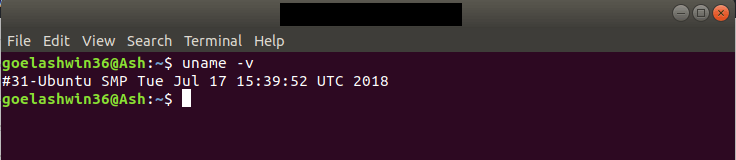 Uname -v command output