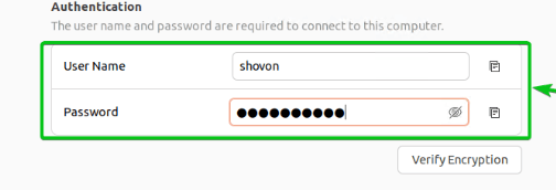 Image showing entering username and password to connect.