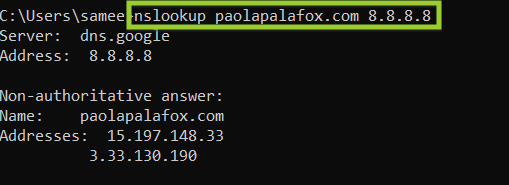 successful execution of DNS server