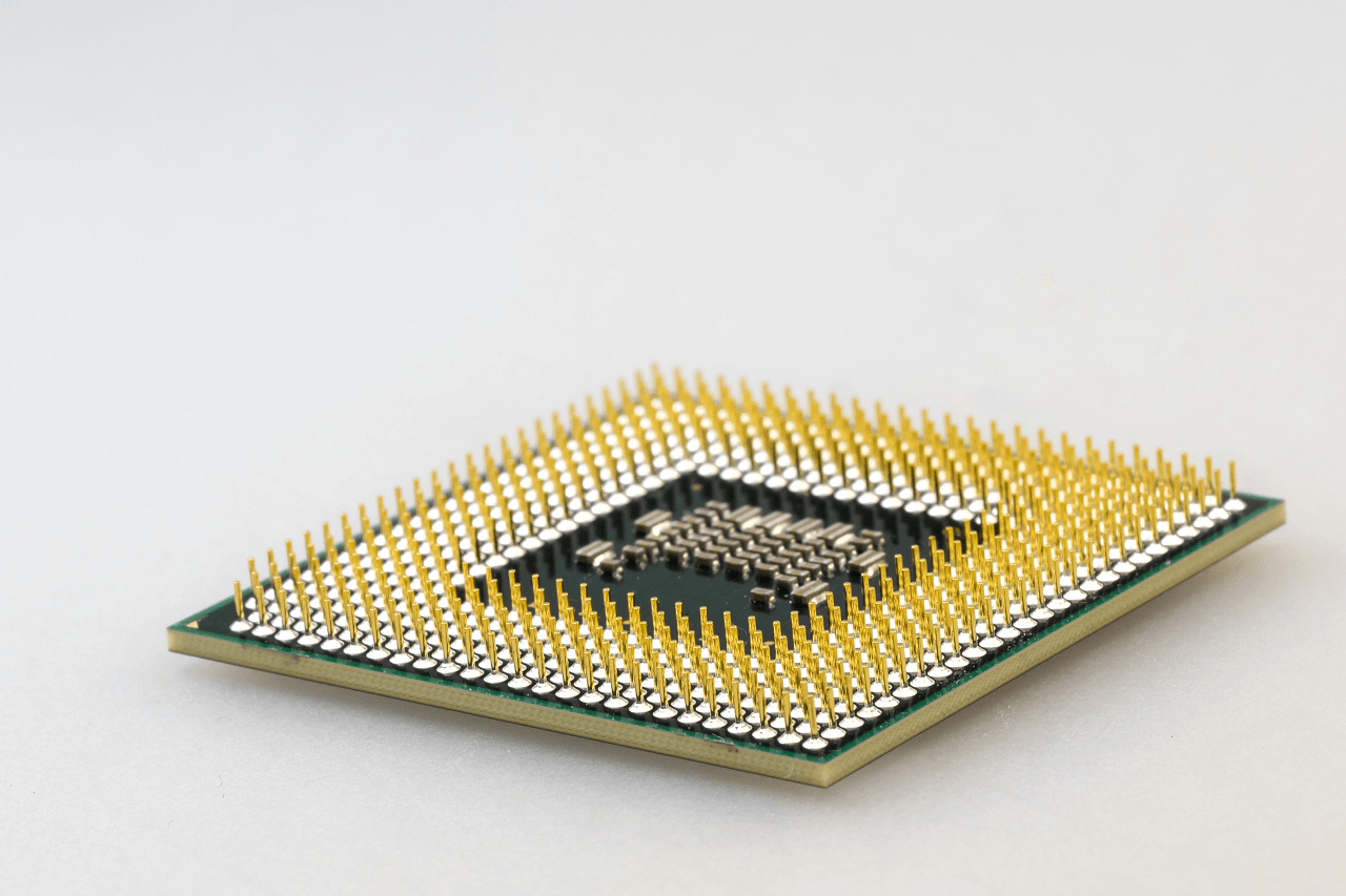 The chip of a CPU processor.