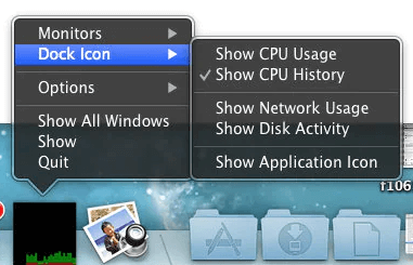 Dock Icon options.