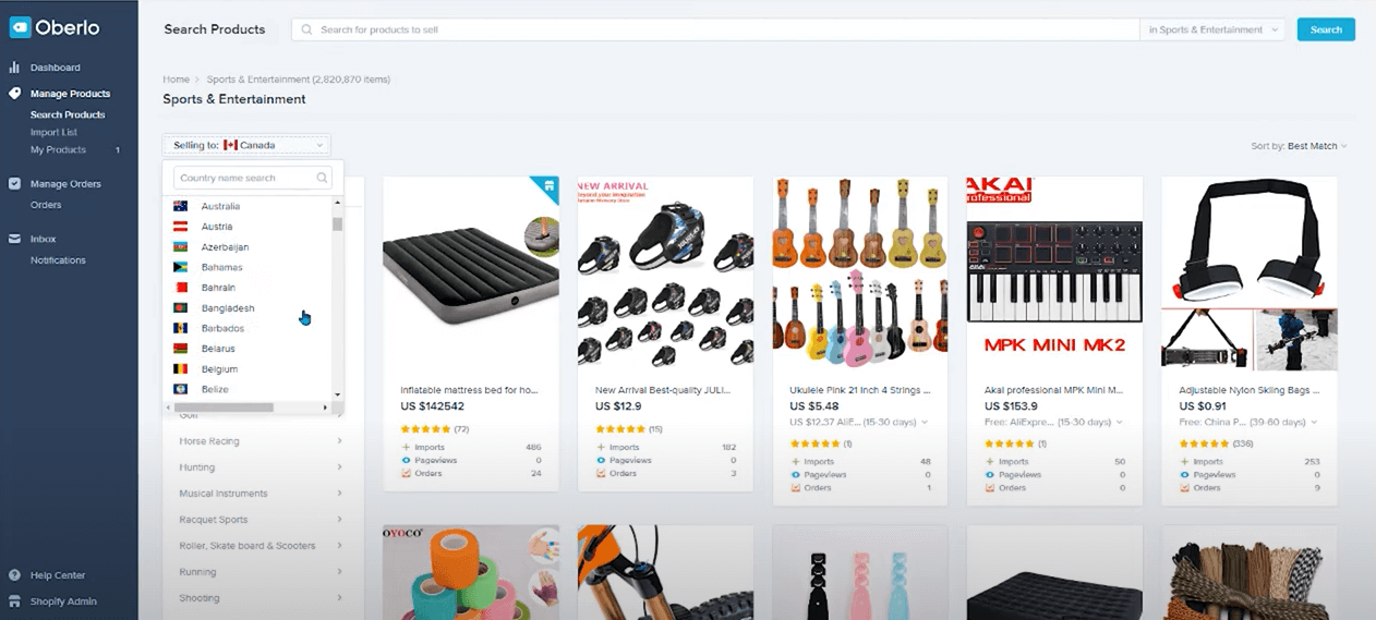 Oberlo is a dropshipping tool