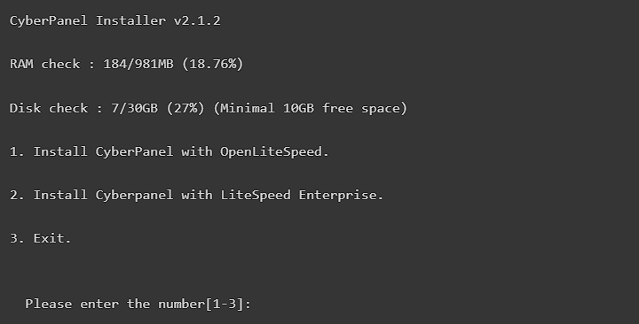 cyberpanel installer