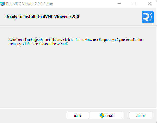 Instal realVNC viewer