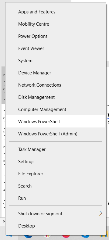 A screenshot of the Start Menu on a Windows, displaying the PowerShell option and clipboard-related topics.