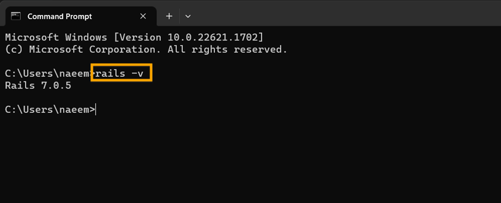 rails version number displayed