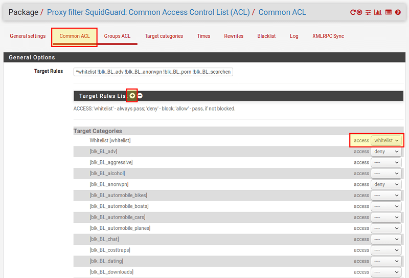 PfSense Web Filter with SquidGuard