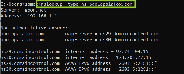 Investigating domain's name server