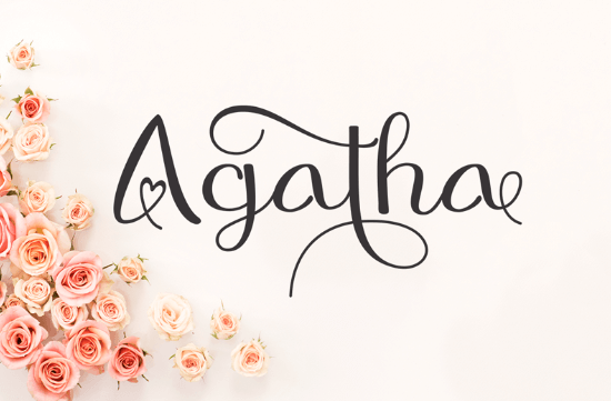 Agatha's heavy flourishes and scrols