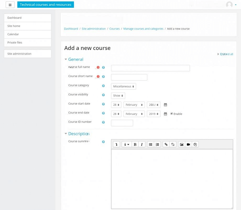 Creat online courses in Moodle