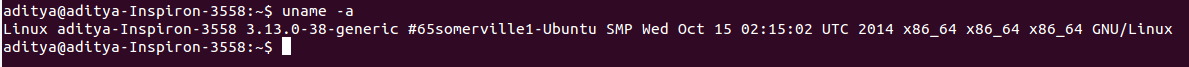 System output on the uname command