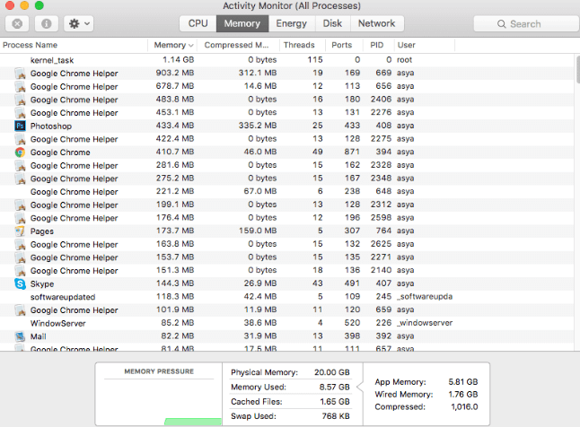 Activity Monitor all the processes.