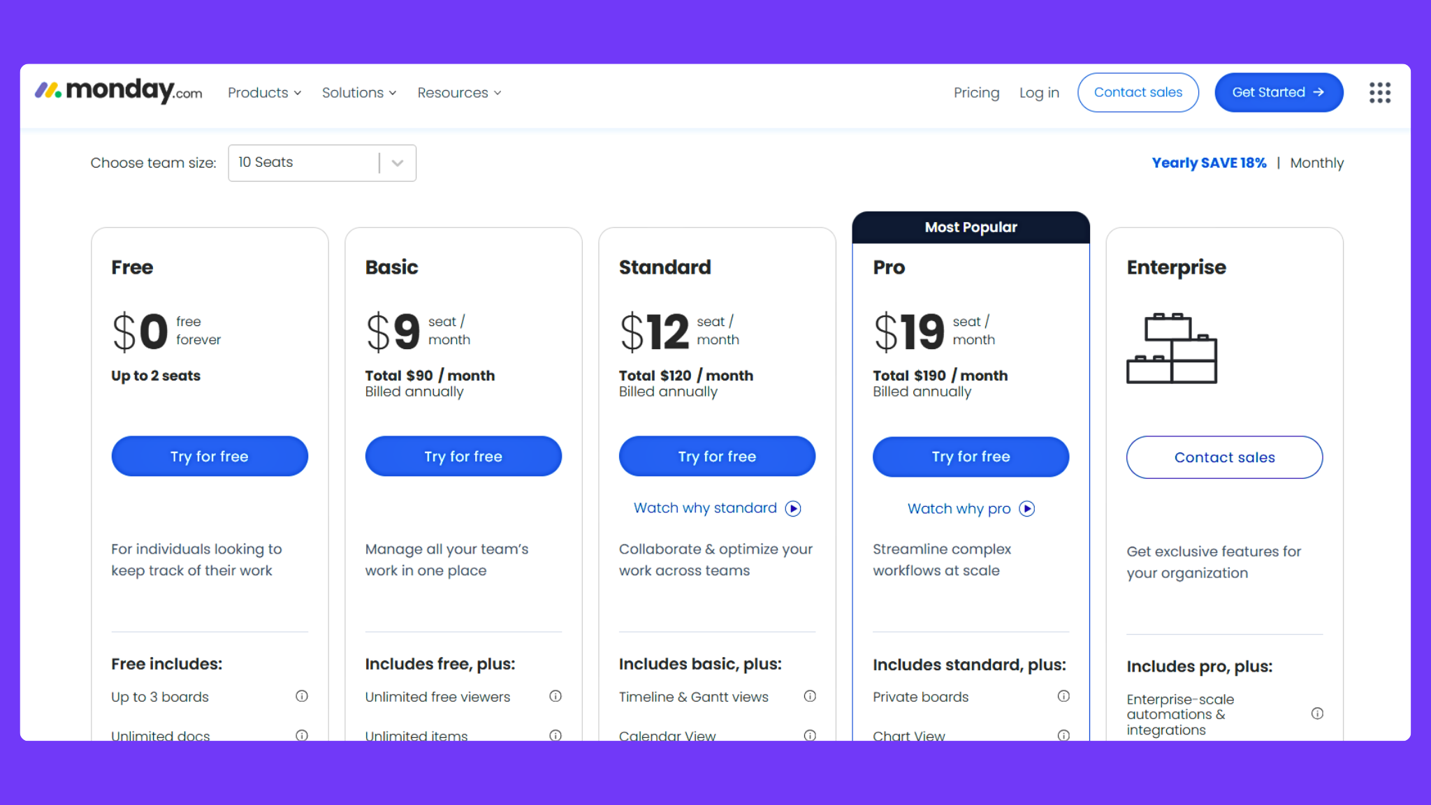 Monday pricing plans, updated November 2024