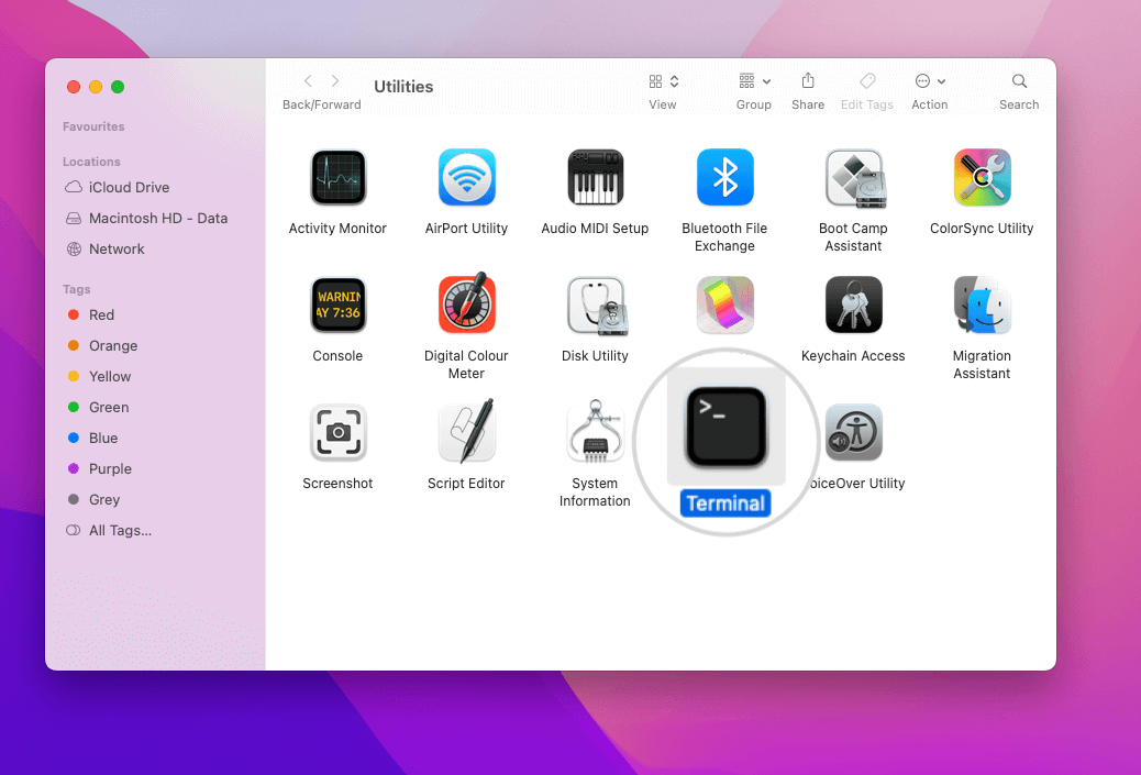 Open Terminal on mac OS