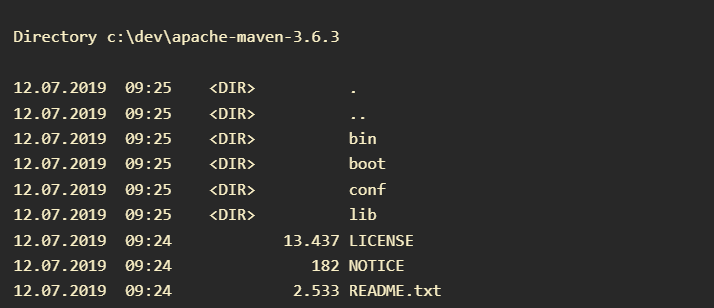 Image showing the zip file needed to install Maven.