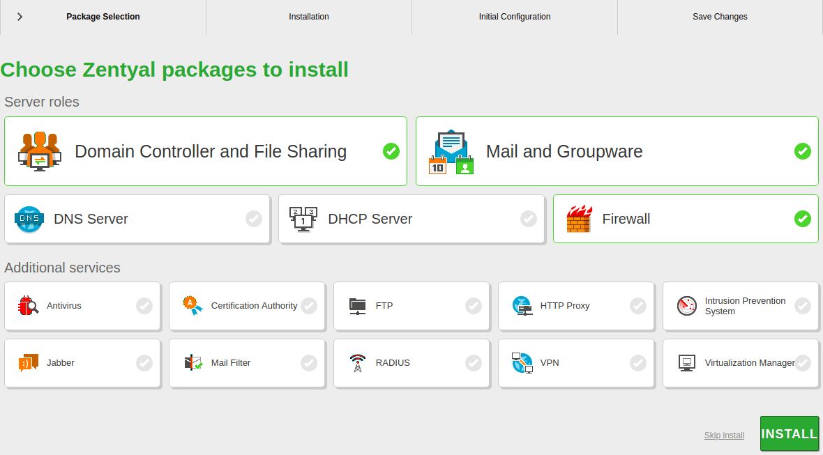 Zentyal Packages Installation