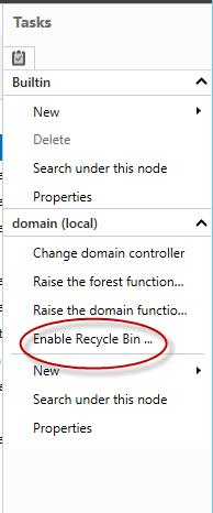 Enabling the Recycle Bin with ADAC