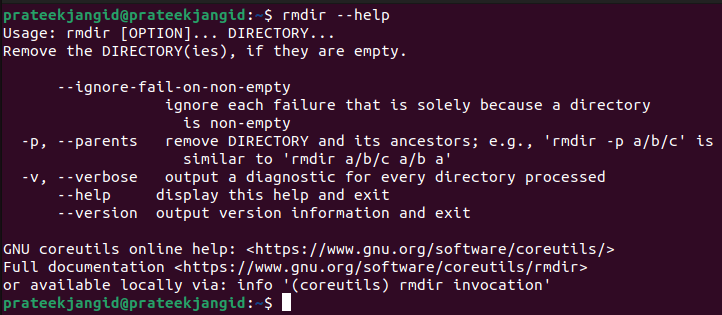 Using rmdir Command line