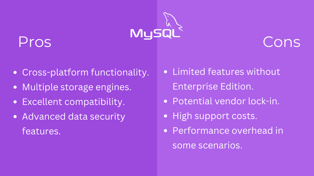 Pros and cons of MySQL